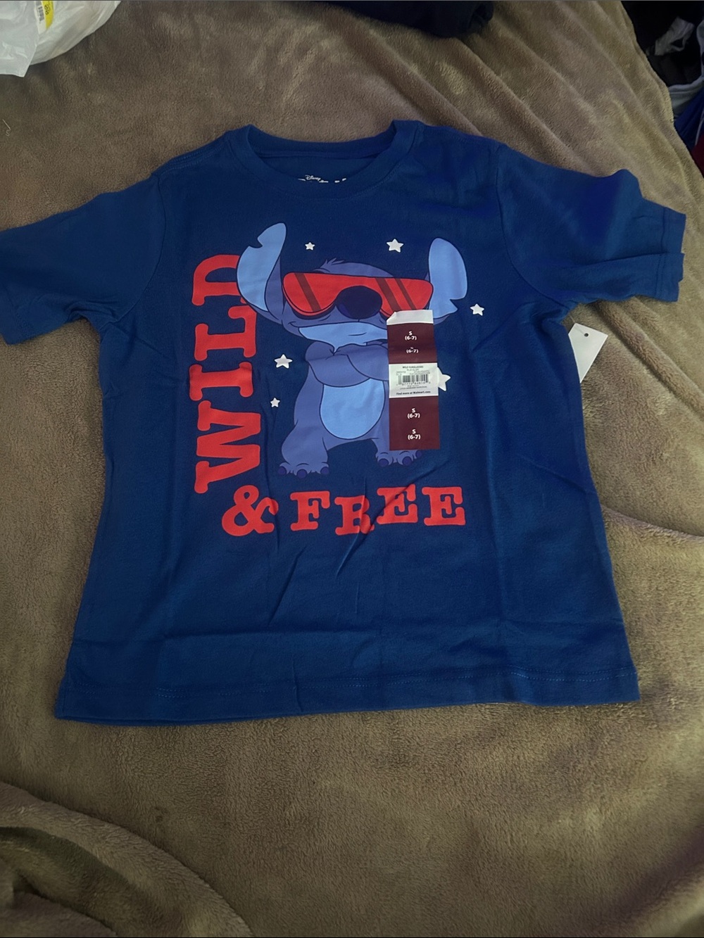 Boys' Blue 'Wild & Free' Graphic Tee with Stitch Character